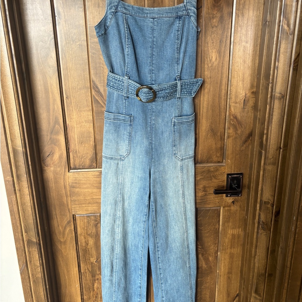 Anthropologie Blue Denim Overalls with Belt